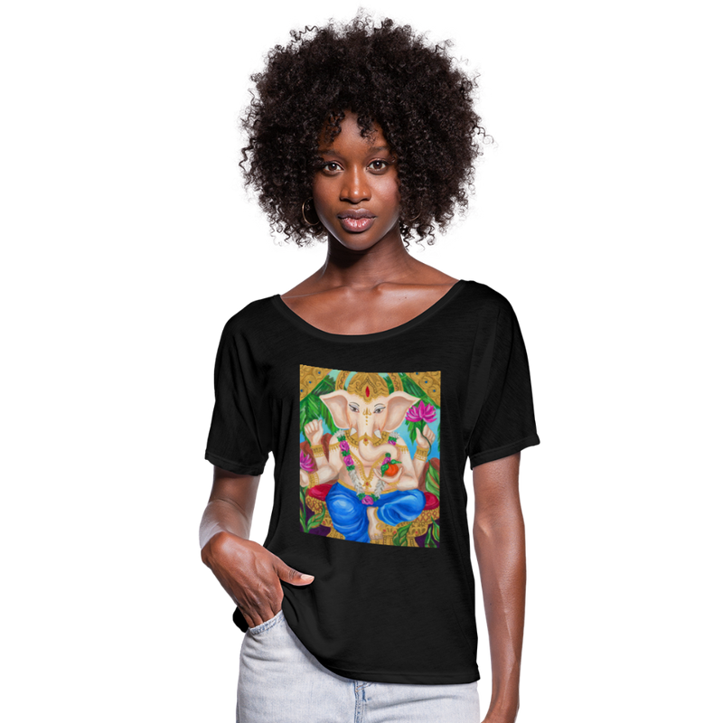 Women’s Flowy T-Shirt | GANESHA - black