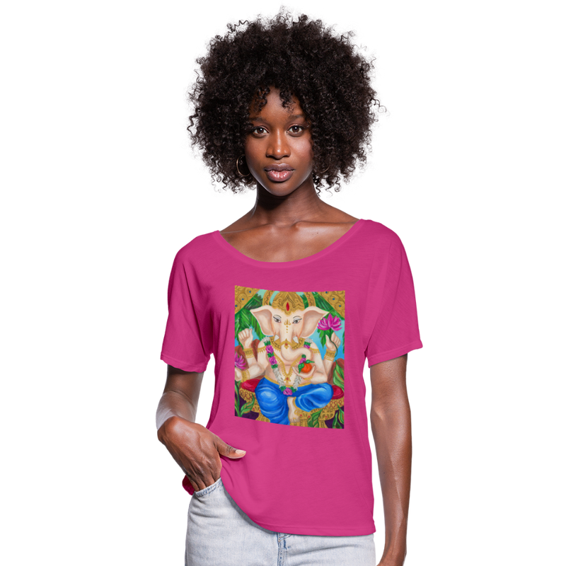 Women’s Flowy T-Shirt | GANESHA - dark pink