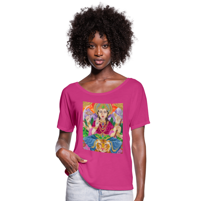 Women’s Flowy T-Shirt | DURGA - dark pink