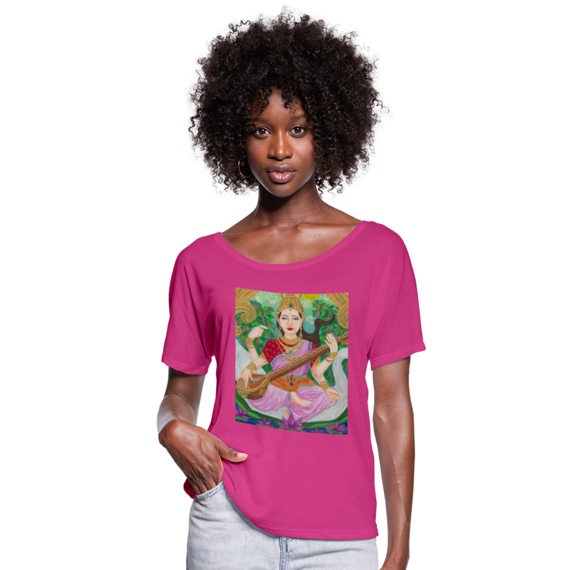 Women’s Flowy T-Shirt | SARASWATI - dark pink