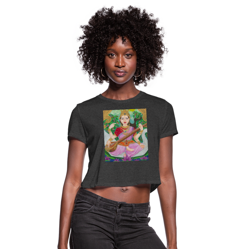 Women's Cropped T-Shirt | SARASWATI - deep heather
