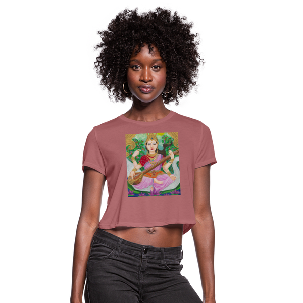 Women's Cropped T-Shirt | SARASWATI - mauve
