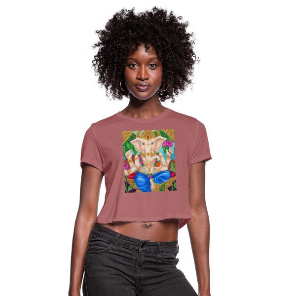 Women's Cropped T-Shirt | GANESHA - mauve